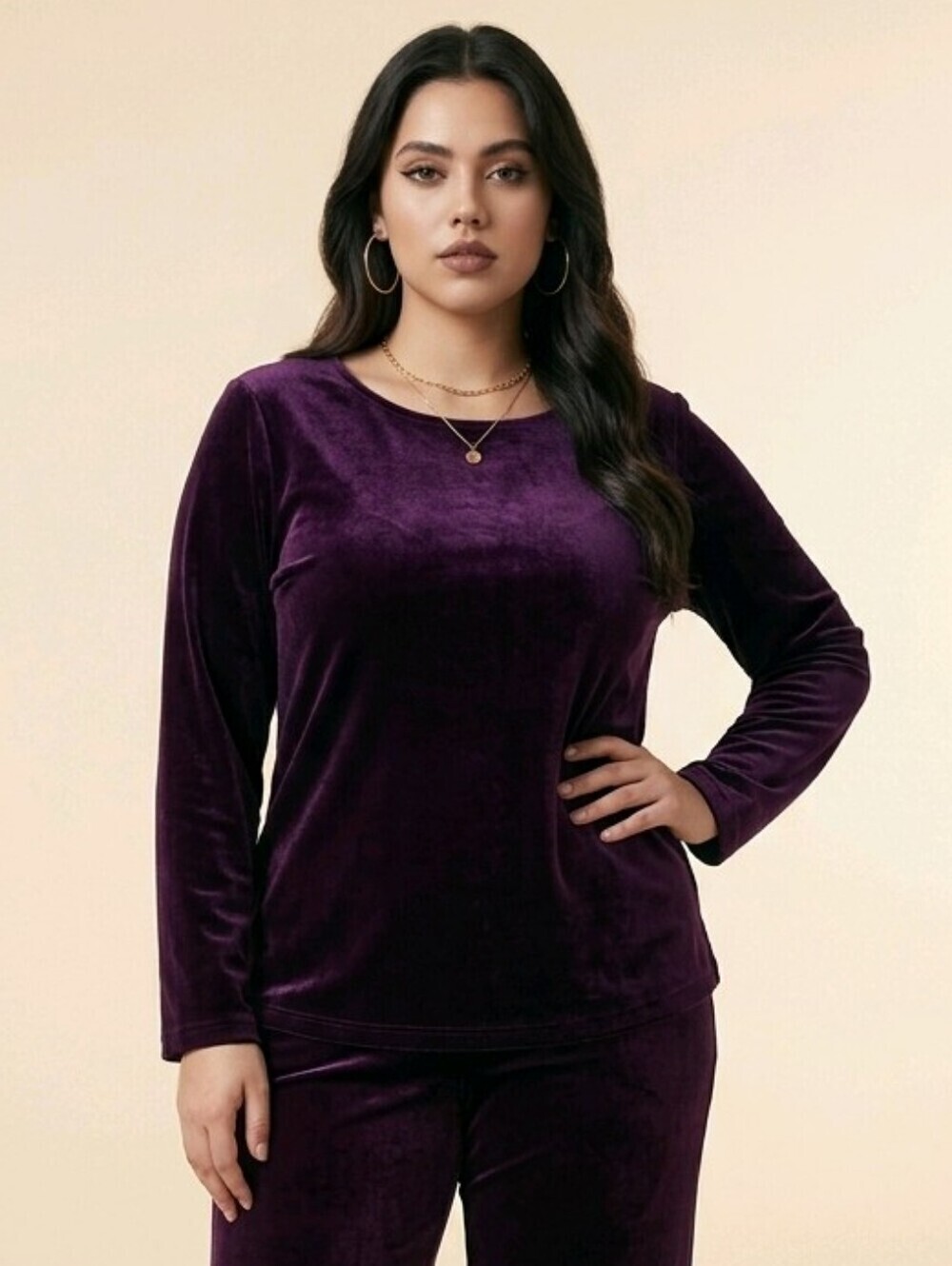 🙋Always Caroline petite vintage velour long sleeve top S 10-12